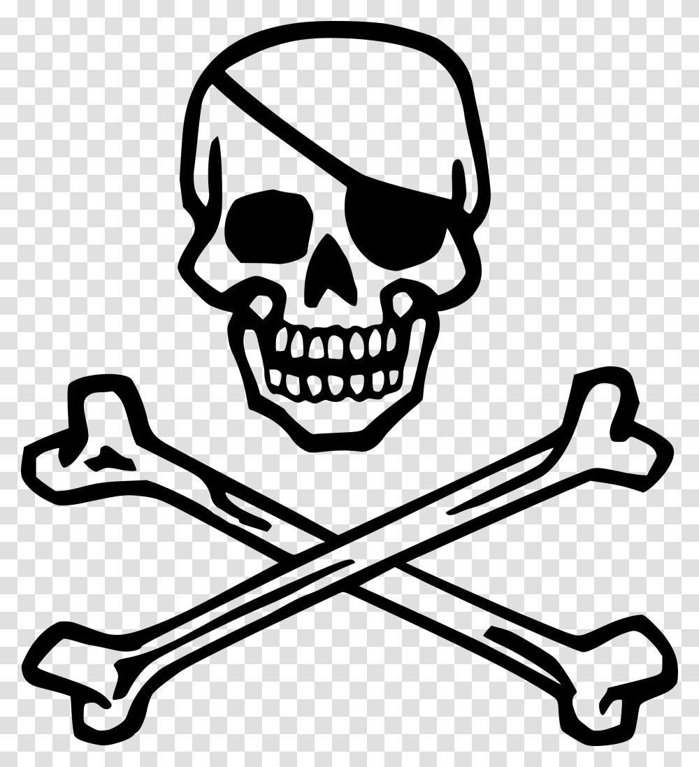 Piracy Skull And Crossbones Pirates Of The Caribbean Skull And Crossbones With Eye Patch, Gray, World Of Warcraft Transparent Png