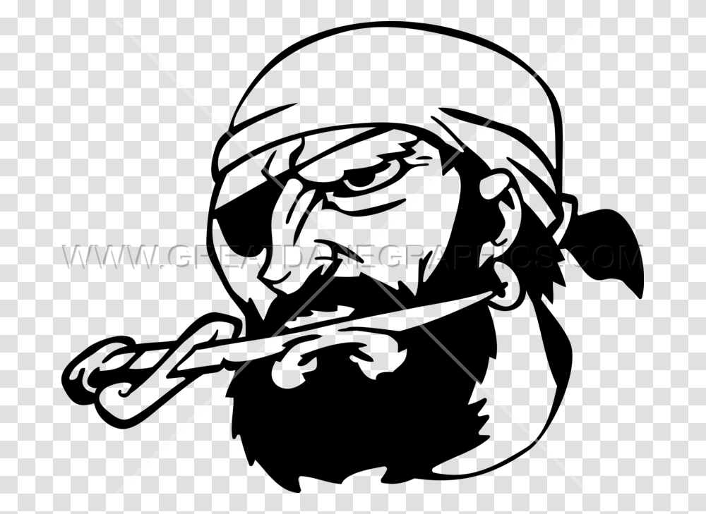 Pirate Biting Sword Production Ready Artwork For T Shirt Printing, Logo Transparent Png