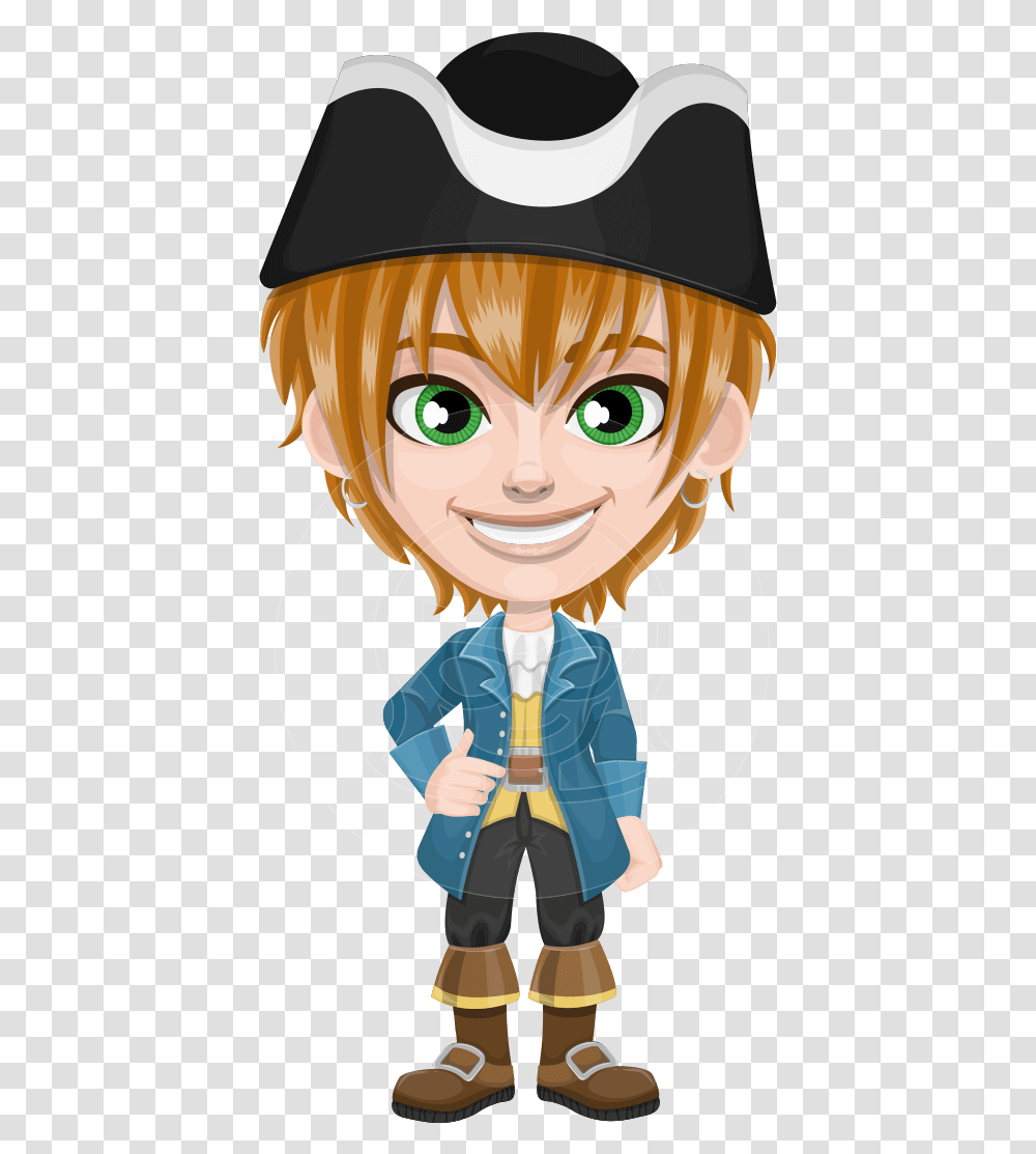 Pirate Boy Cartoon Vector Character Aka Willy Cartoon Pirate With Gun, Person, Human, Face, Toy Transparent Png