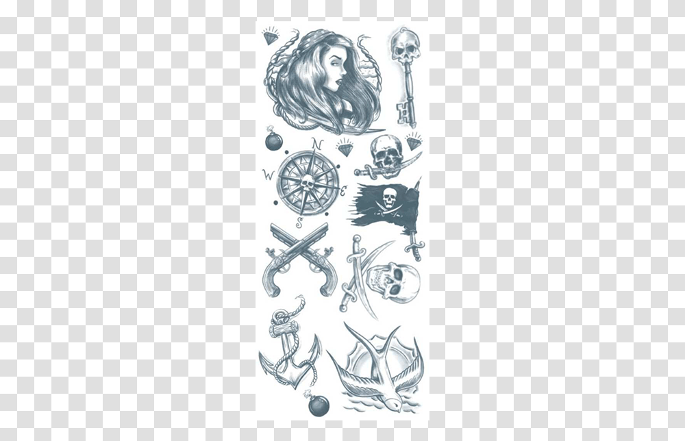 Pirate Buccaneer Temporary Tattoo Tattoo, Person, Human, Compass Transparent Png