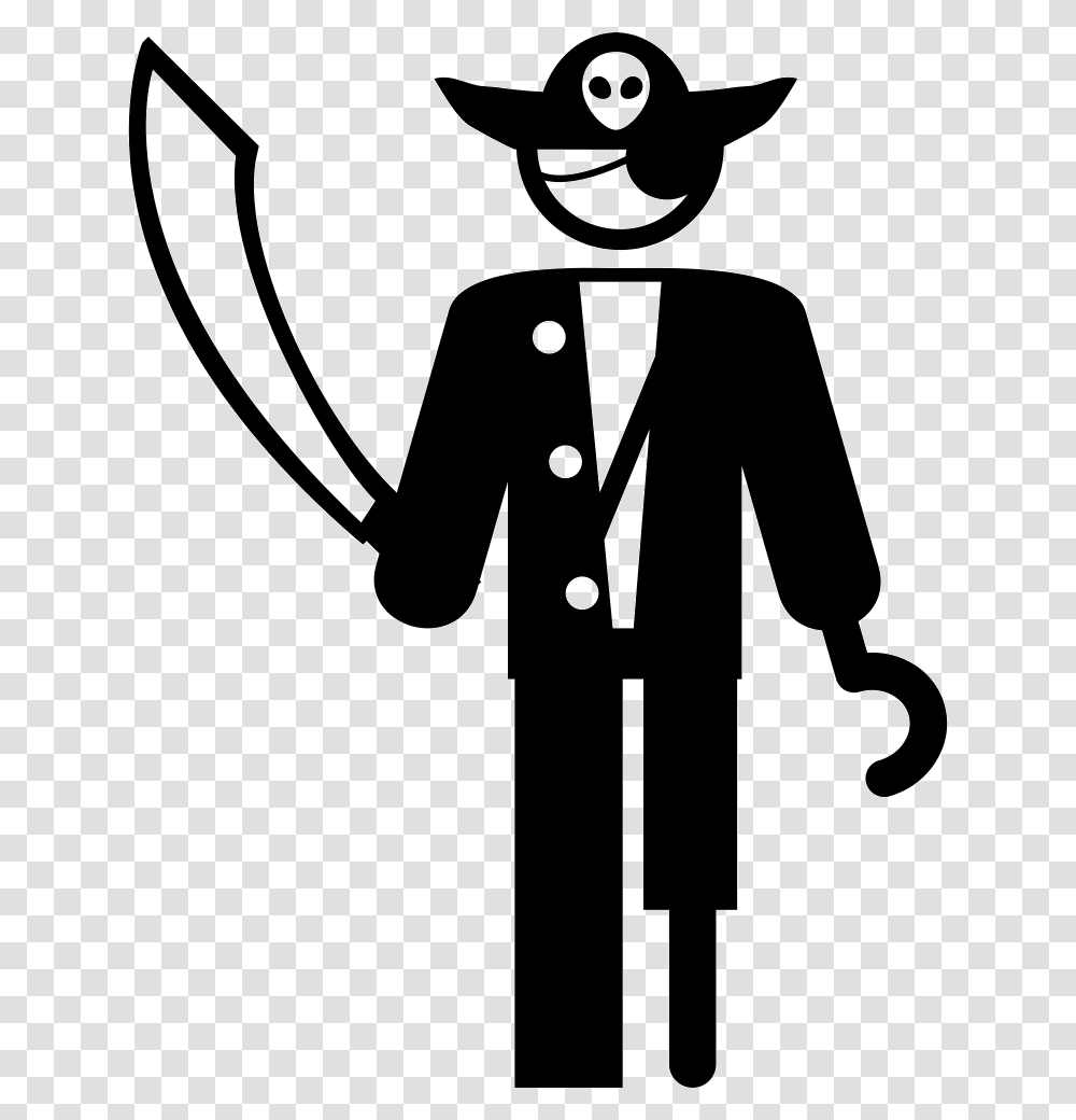 Pirate Captain Peg Leg Pirate Icon, Person, Human, Stencil, Performer Transparent Png