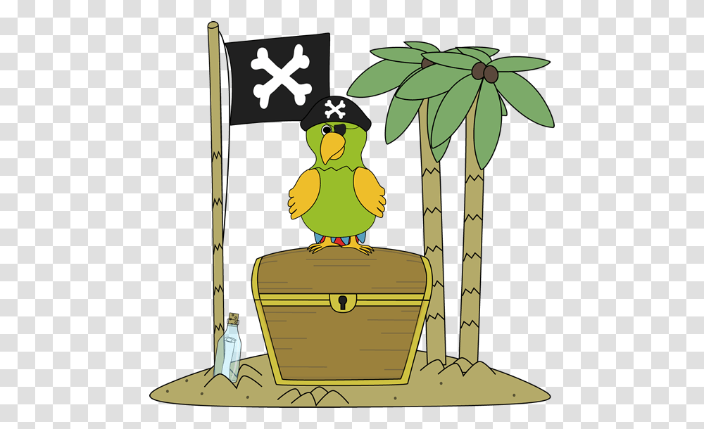 Pirate Flag And Parrot On An Island Treasure Island Clip Art, Plant, Green, Architecture Transparent Png