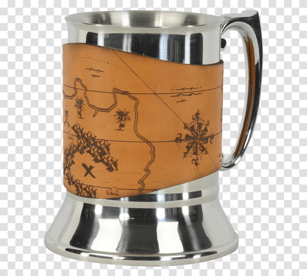 Pirate Map Tankard With Leather Wrap Tankard, Coffee Cup, Mixer, Appliance, Beverage Transparent Png