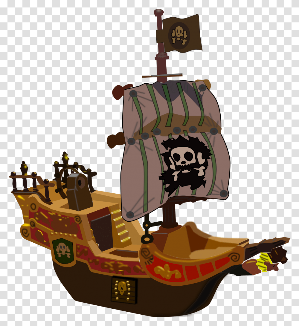 Pirate Ship Big Image Cartoon Captain Hook Ship, Bulldozer, Vehicle, Transportation, Birthday Cake Transparent Png