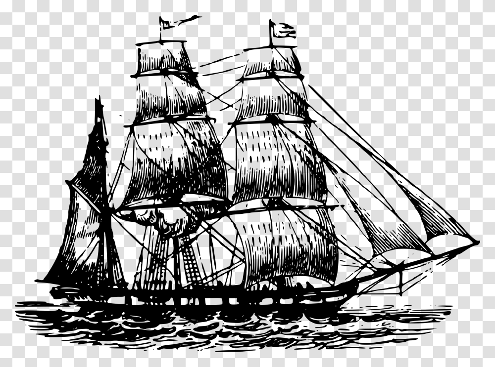 Pirate Ship Black And White, Gray, World Of Warcraft Transparent Png
