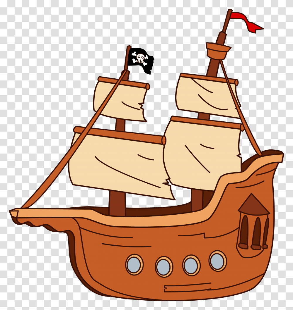 Pirate Ship Clipart, Bulldozer, Vehicle, Transportation, Watercraft Transparent Png