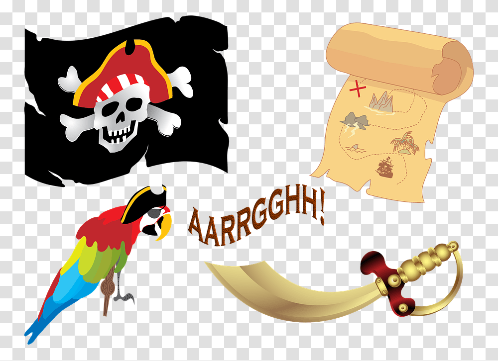 Pirate Ship Gold Treasure Pirate Ship Ocean Printable Pirate Flag, Person, Human, Bird, Animal Transparent Png
