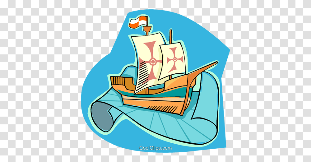 Pirate Ship Royalty Free Vector Clip Art Illustration, Vehicle, Transportation, Boat Transparent Png