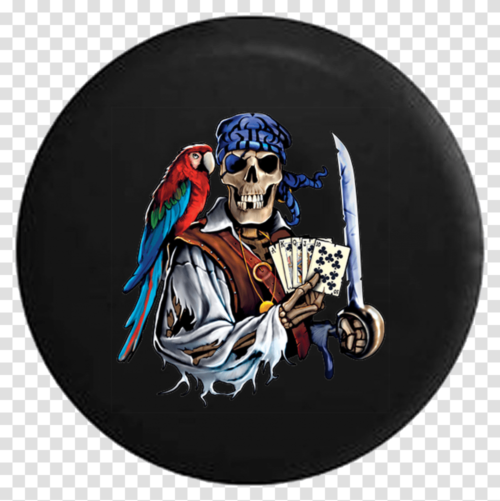 Pirate Skeleton With Parrot Poker Hand And Sword Jeep, Person, Human, Apparel Transparent Png