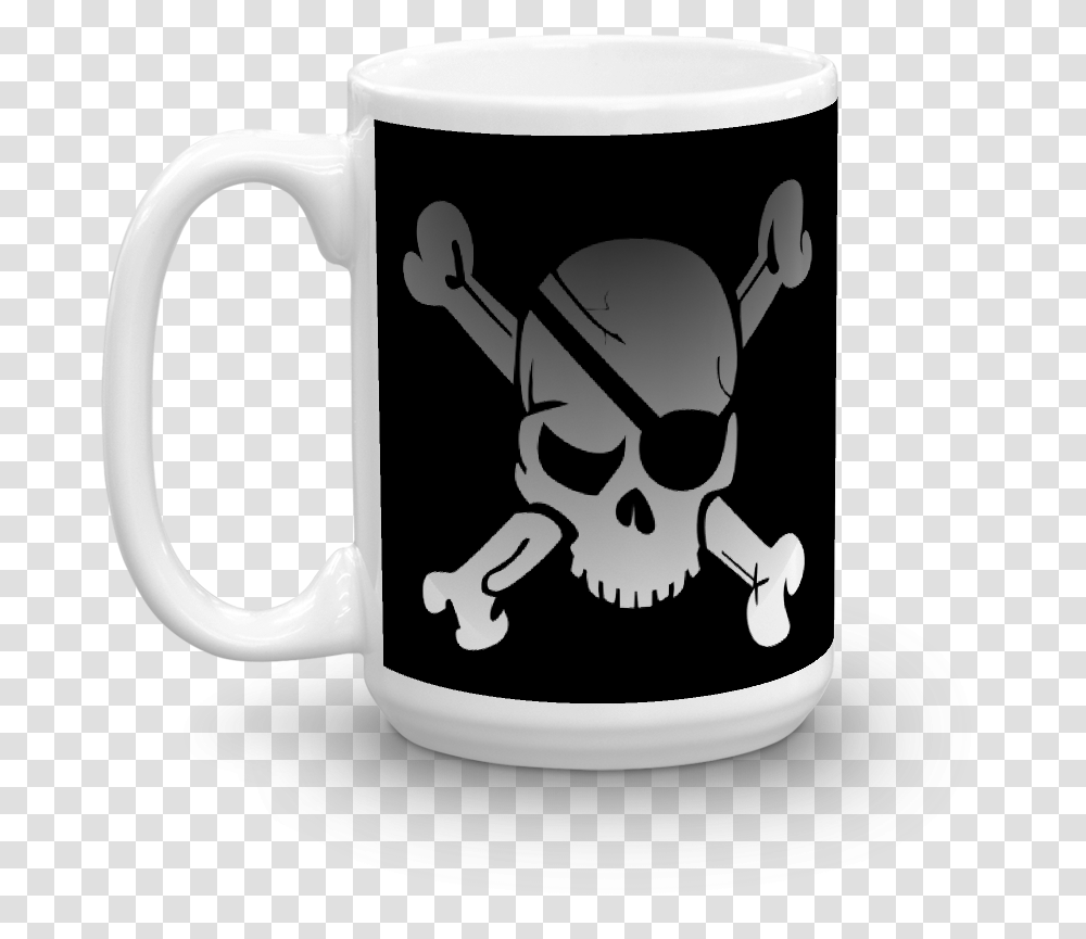 Pirate Skull Bones And Skull Pirate Flag, Coffee Cup, Stein, Jug, Glass Transparent Png