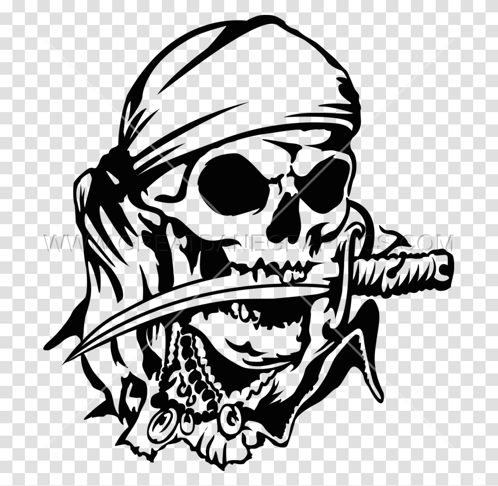 Pirate Skull Knife Production Ready Artwork For T Shirt Printing, Archer, Archery, Sport, Bow Transparent Png