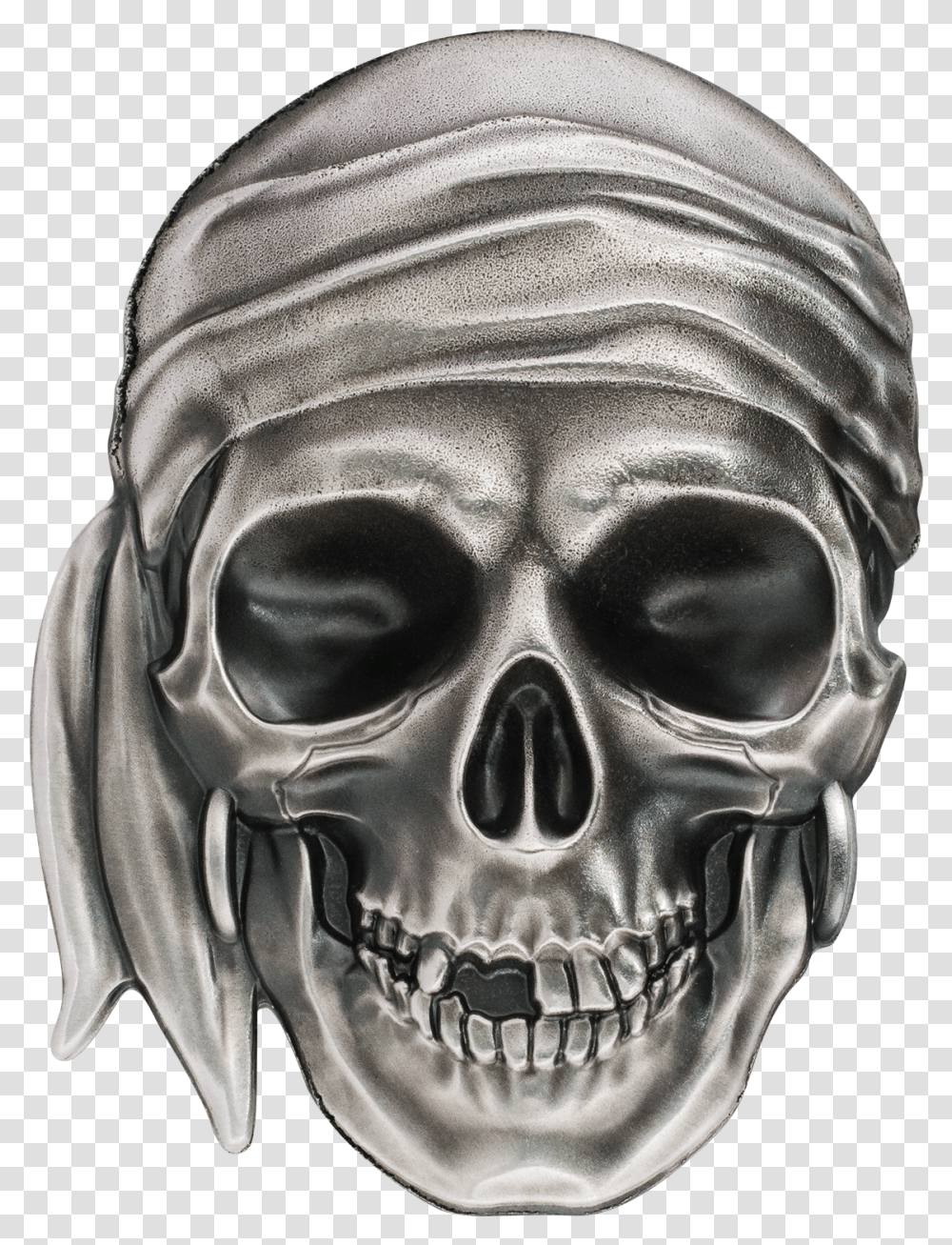 Pirate Skull Silver Coin With Smartminting Relief, Head, Person, Human, Alien Transparent Png