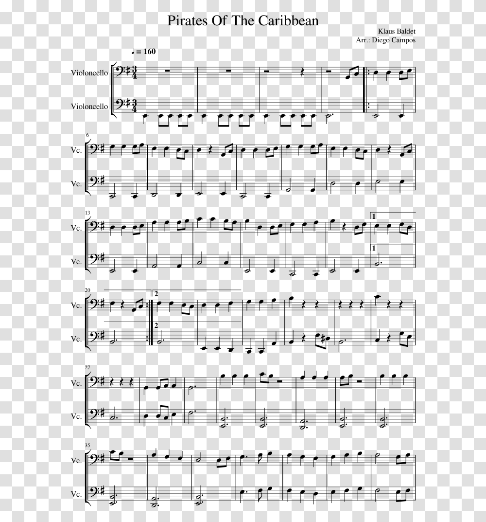 Pirates Of The Caribbean Sheet Music Composed By Klaus Sheet Music, Gray, World Of Warcraft Transparent Png