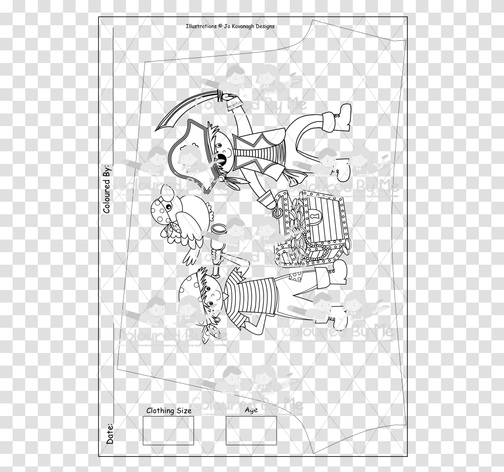 Pirates Parrots And Treasure Line Art, Poster, Advertisement, Drawing, Doodle Transparent Png