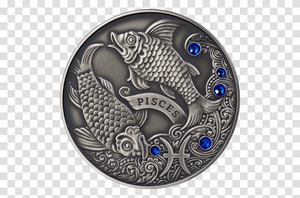 Pisces Coin Swarovski, Buckle, Money, Rug, Bronze Transparent Png