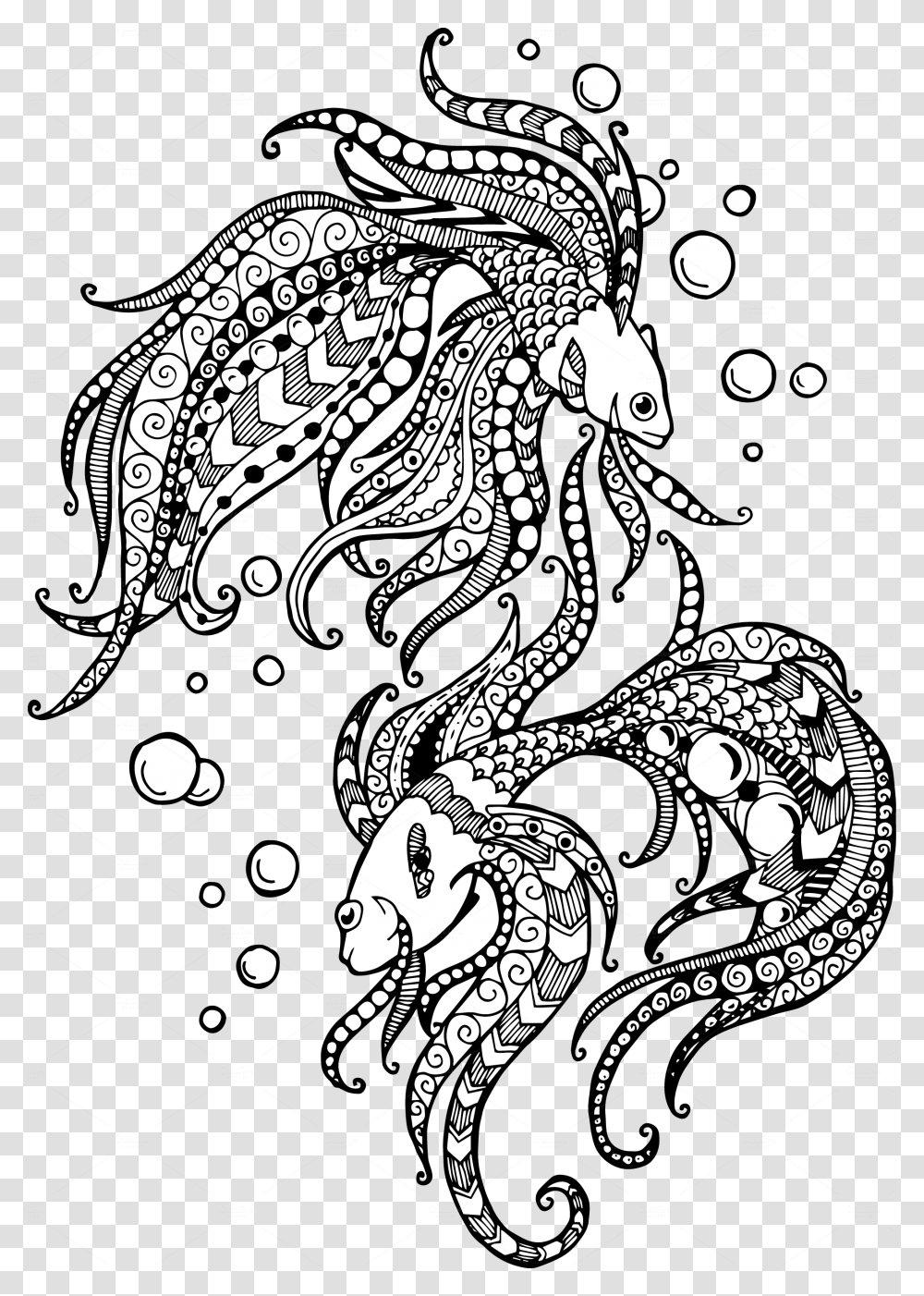 Pisces Drawing Watercolor Pisces Doodle, Dragon, Pattern, Lace Transparent Png