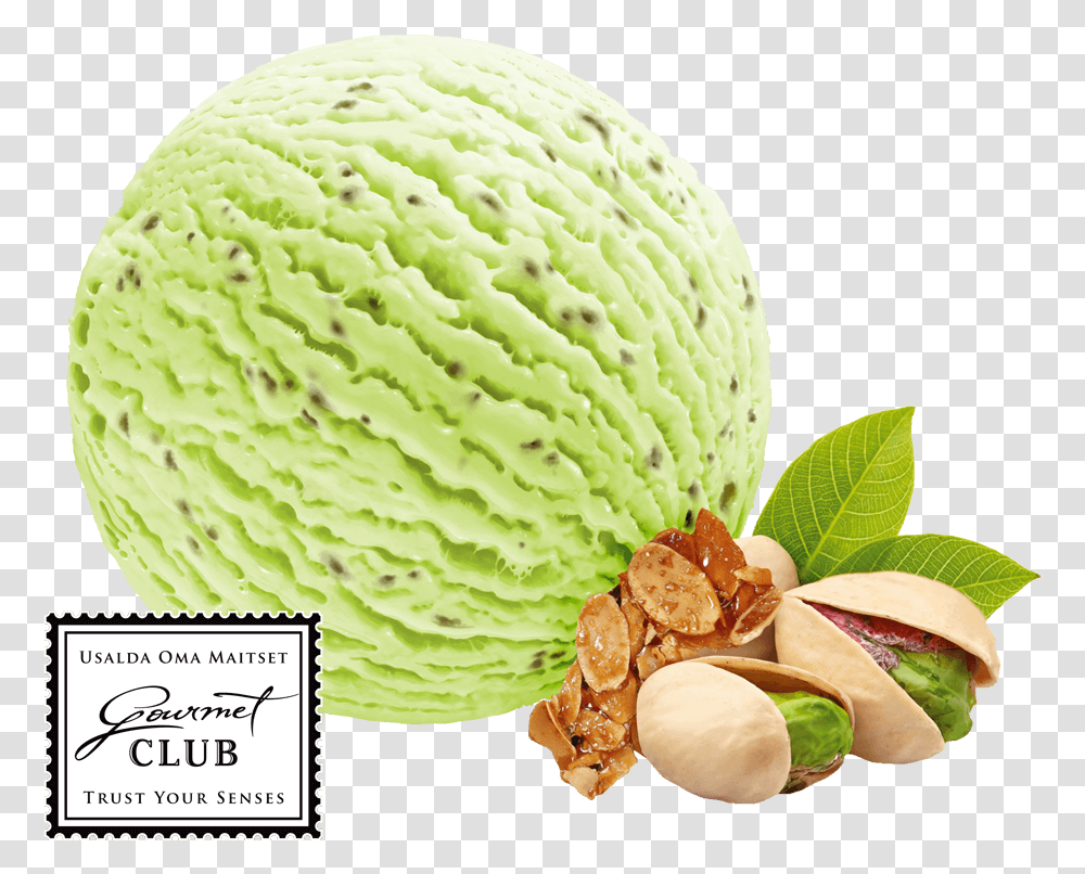 Pistachio Ice Cream With Pistachio Brittle Pistachio, Plant, Food, Dessert, Creme Transparent Png