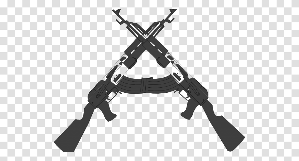 Pistol Clipart Crossed Rifle Guns Black And White, Weapon, Weaponry, Machine Gun Transparent Png