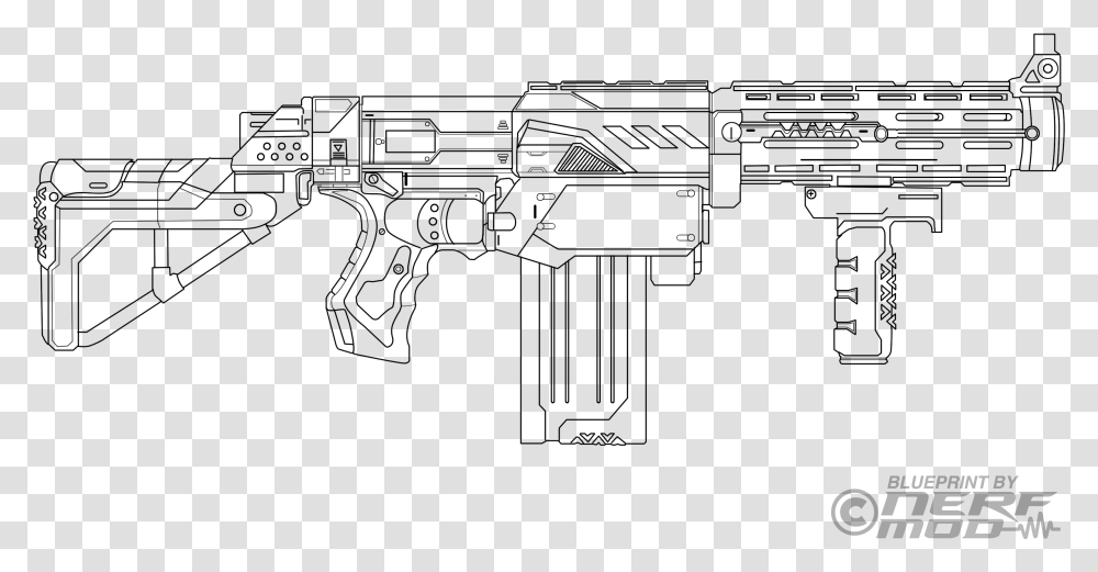 Pistol Drawing Nerf Guns Coloring Pages, Gray, World Of Warcraft Transparent Png