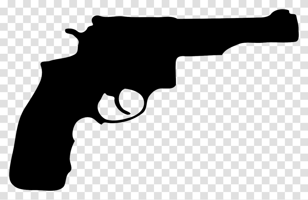 Pistol Firearm Handgun Revolver Background Gun Clipart, Weapon, Weaponry, Silhouette Transparent Png