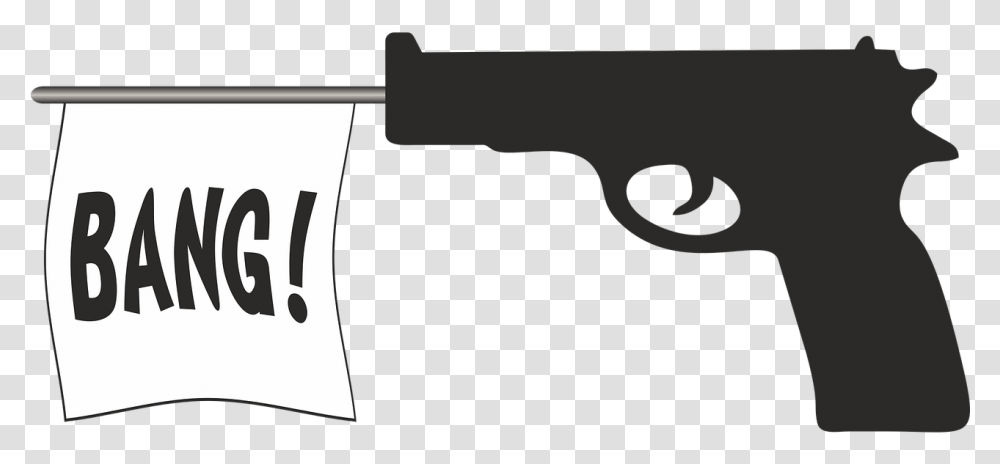 Pistol Shot Shoot Gun Hoax Joke Cartoon Comic Bang Cartoon Gun Flag, Weapon, Weaponry, Handgun Transparent Png