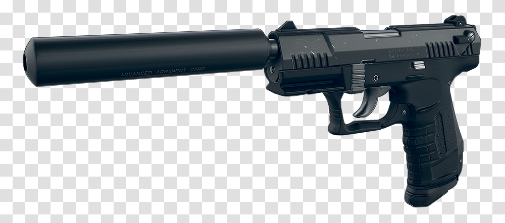 Pistol With Silencer, Gun, Weapon, Weaponry, Rifle Transparent Png