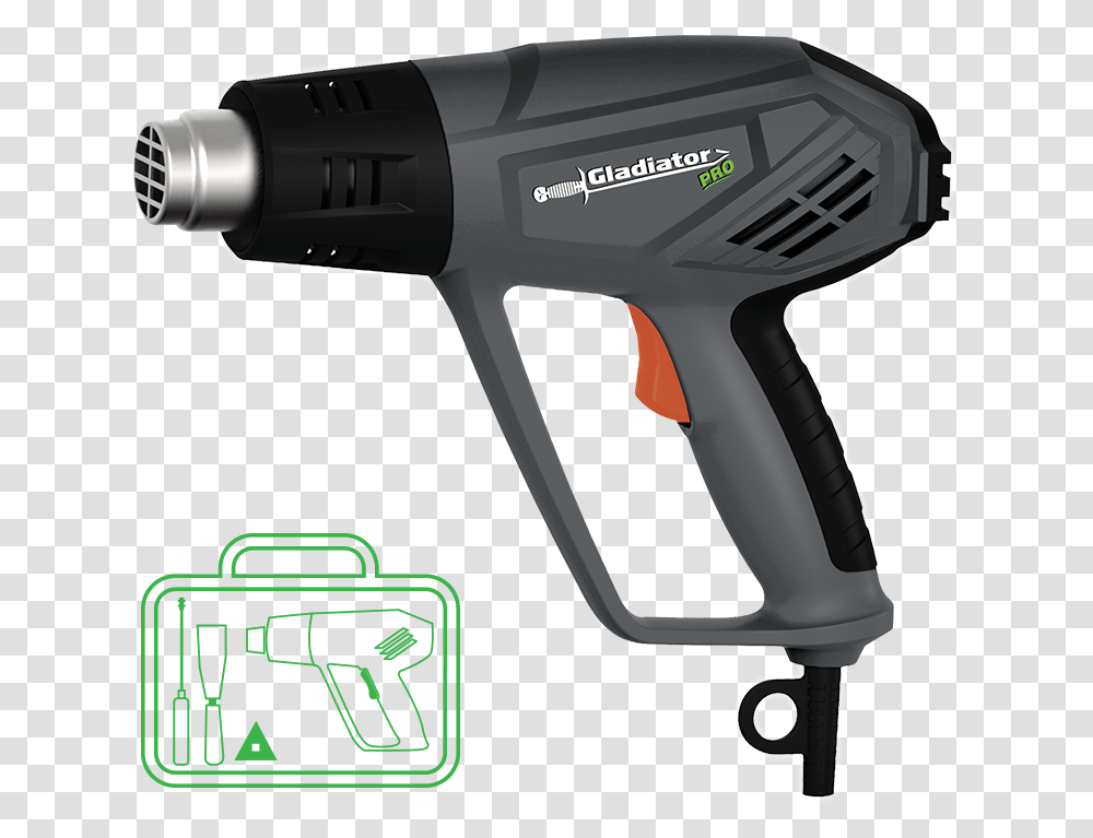 Pistola De Calor Gladiator, Power Drill, Tool, Blow Dryer, Appliance Transparent Png