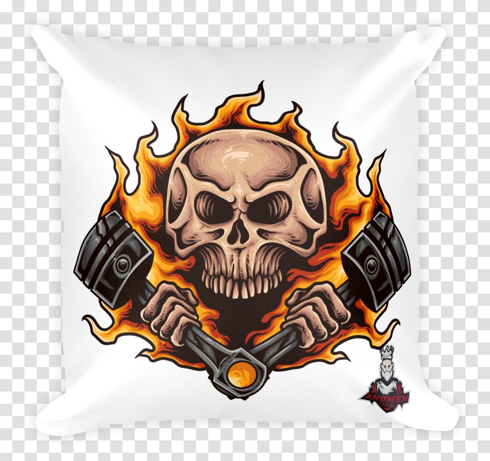 Piston Skull Pillow Speed Demon, Cushion, Skin, Pirate Transparent Png