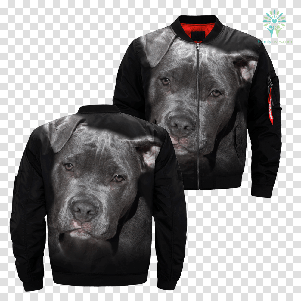 Pit Bull Over Print Jacket Tag Familyloves Black Pitbull, Long Sleeve, Canine, Mammal Transparent Png