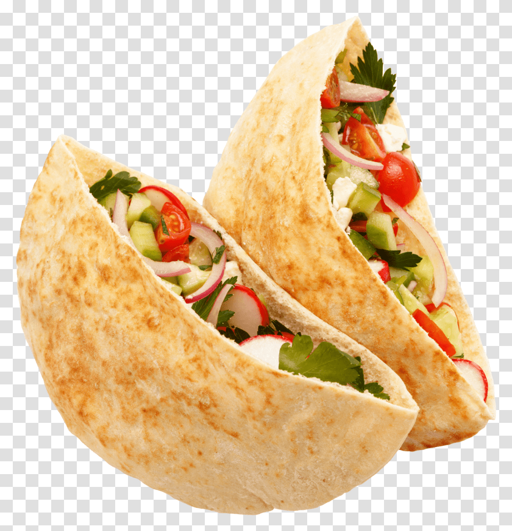 Pita Filled With Onions Tomatoes Cucumbers Feta Fast Food, Hot Dog, Bread, Taco Transparent Png