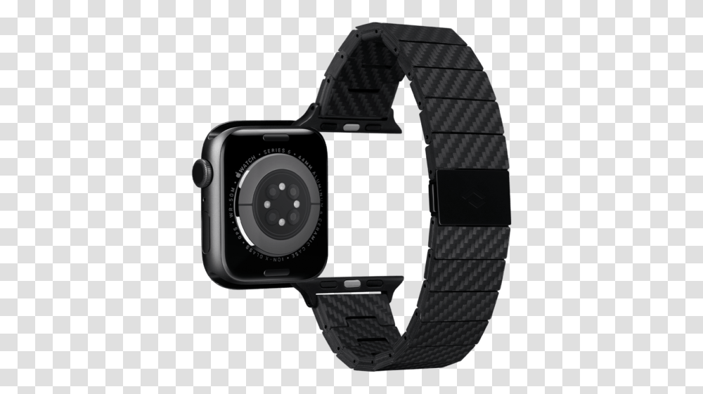 Pitaka Carbon Fiber Link Bracelet Watch Apple Watch, Wristwatch, Camera, Electronics, Digital Watch Transparent Png
