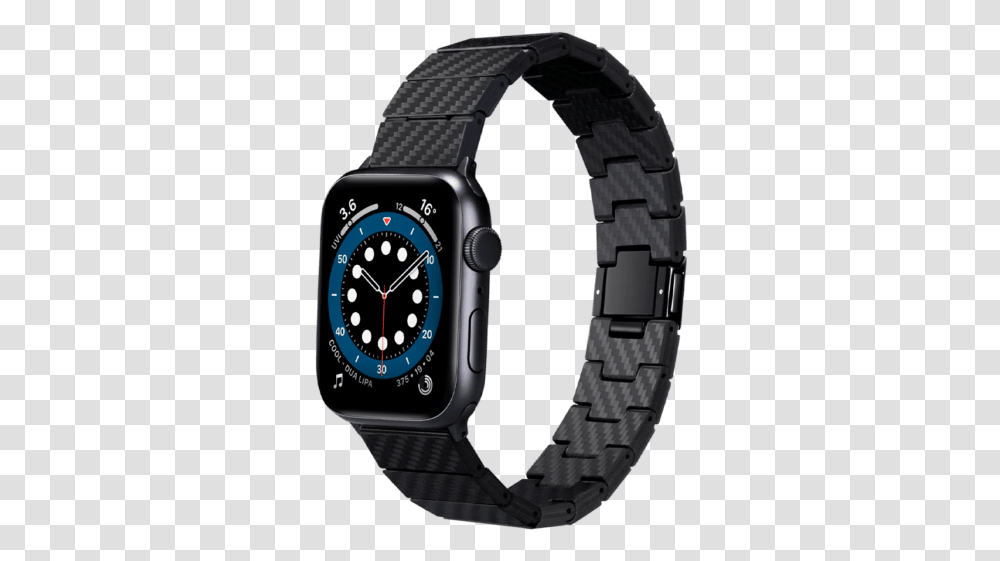 Pitaka Carbon Fiber Link Bracelet Watch Strap Apple Watch Series 6, Wristwatch, Digital Watch, Person, Human Transparent Png