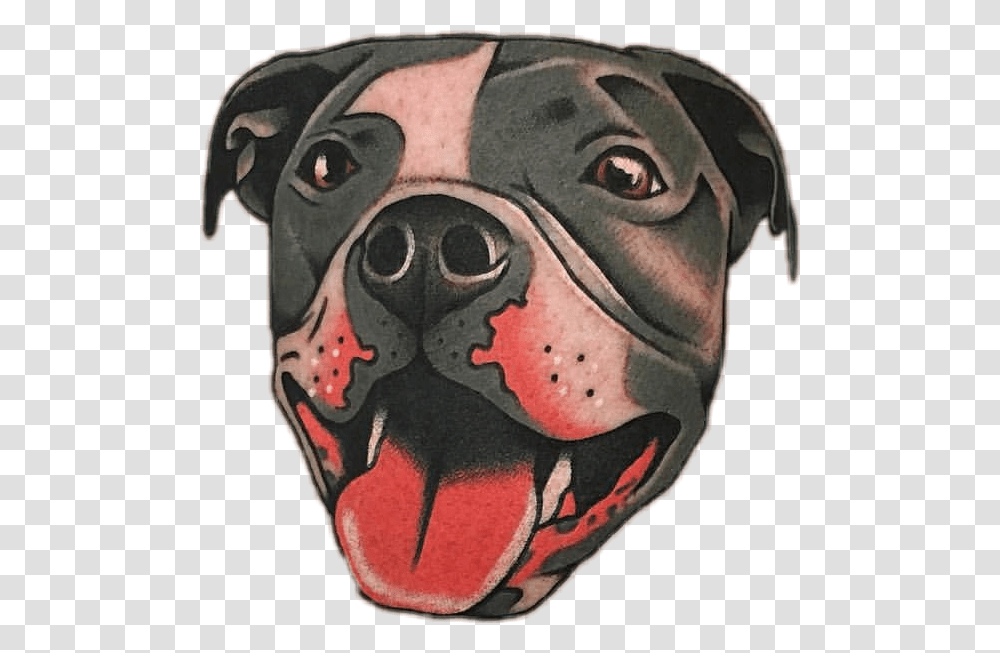 Pitbull Dog Old School Dog Tattoo, Skin, Snout, Pet, Animal Transparent Png