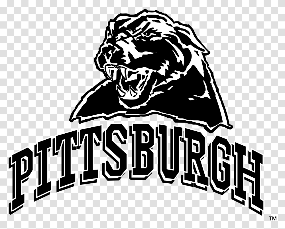 Pittsburgh Panthers Logo Black And White, Stencil, Trademark, Mammal Transparent Png