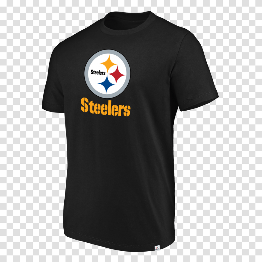 Pittsburgh Steelers Majestic Mens Black Flex Logo T Shirt, Apparel, Trademark Transparent Png