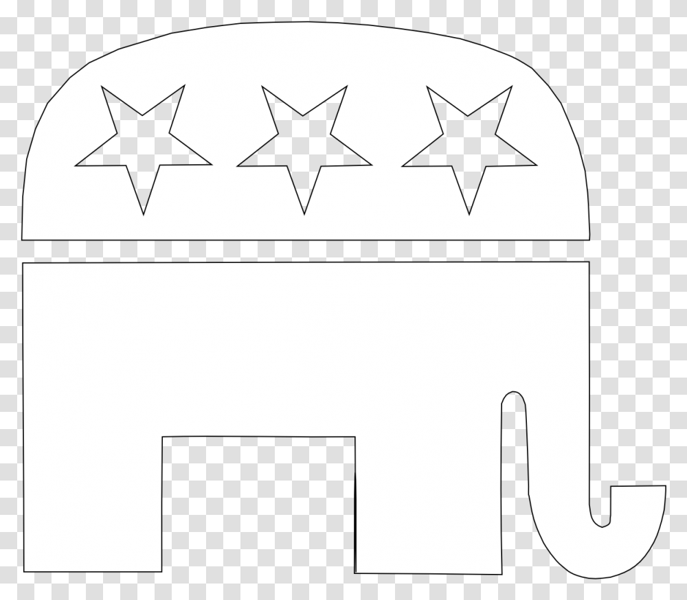 Pix For Republican Party Elephant Outline Republican Party Black And White, Star Symbol, First Aid, Stencil, Silhouette Transparent Png