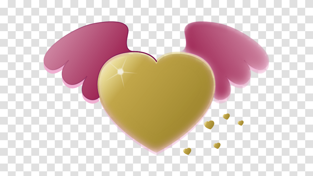 Pixabella Gold Heart With Pink Wings, Emotion, Balloon, Cushion, Dating Transparent Png