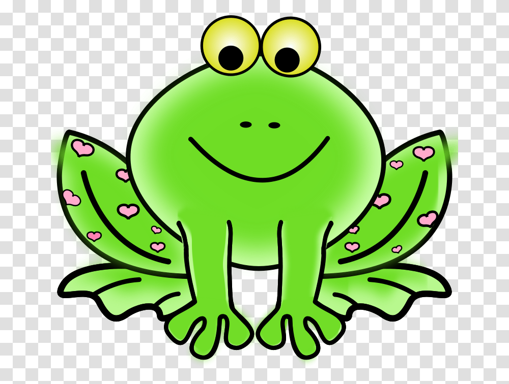 Pixabella Green Valentine Frog With Pink Hearts, Animals, Amphibian, Wildlife Transparent Png