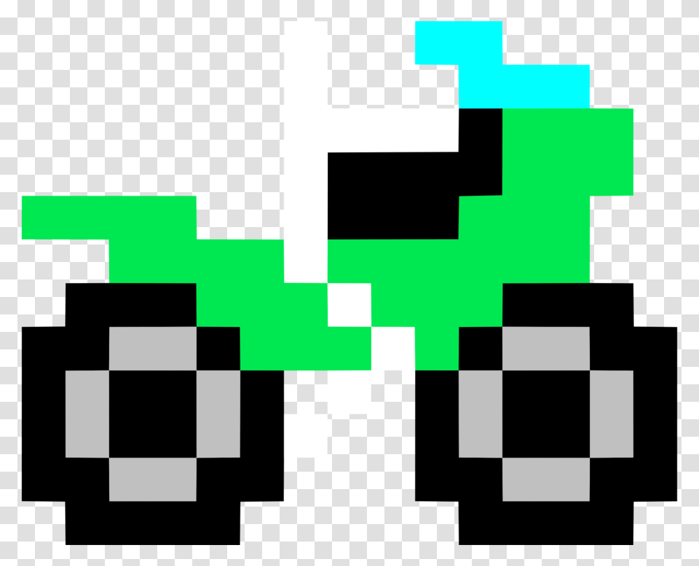 Pixel Art Bicycle Motorcycle Pixelation, Green, First Aid, Minecraft Transparent Png