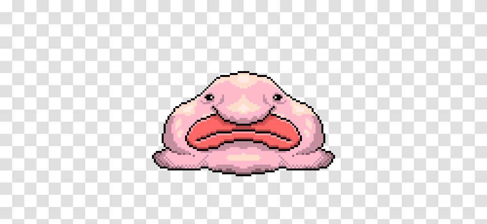 Pixel Art Blob Fish Pink Ugly Fish Blob Monster, Mouth, Lip, Teeth, Jaw Transparent Png