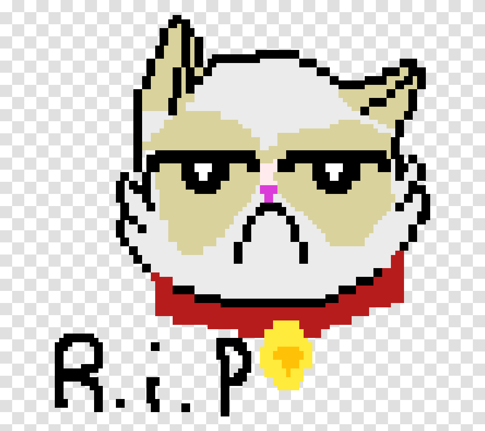 Pixel Art De Grumpy Cat, Label, Rug, Stencil Transparent Png