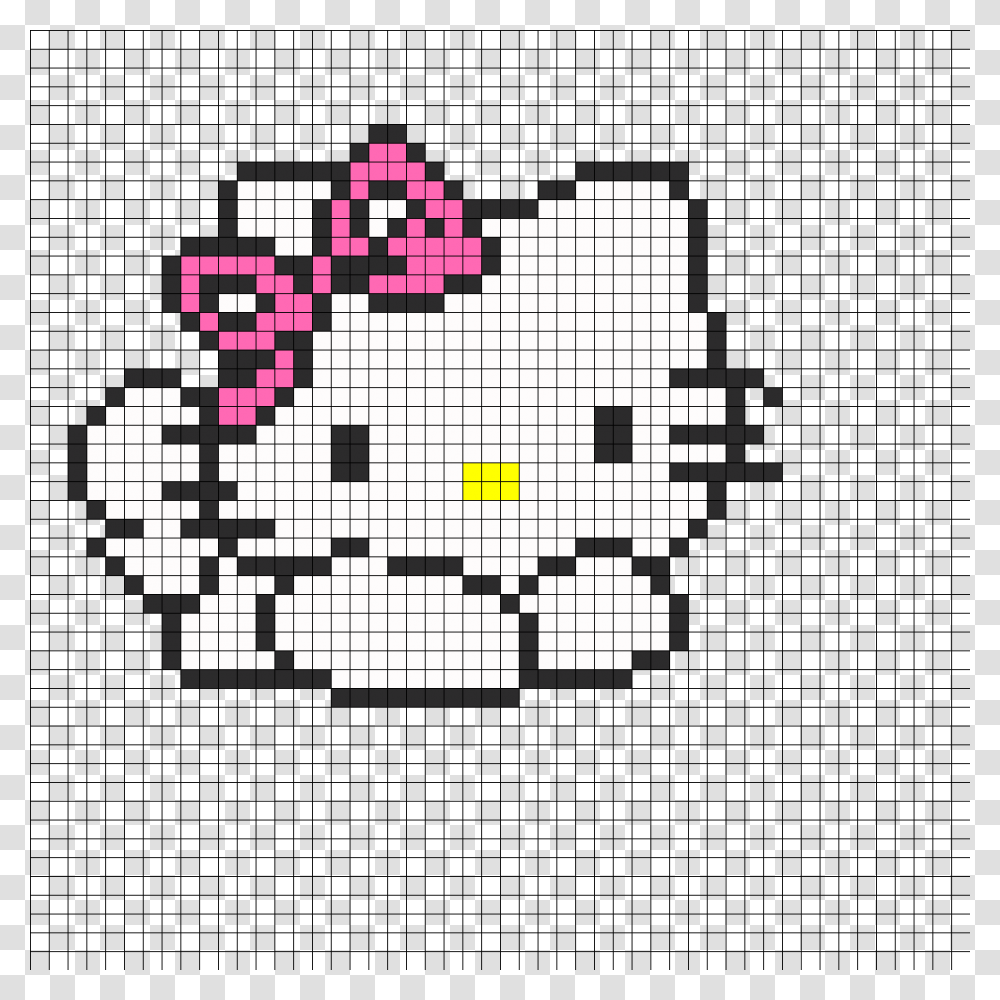 Pixel Art Hello Kitty Face Download Easy Hello Kitty Pixel Art, Pac Man, Tartan, Plaid Transparent Png