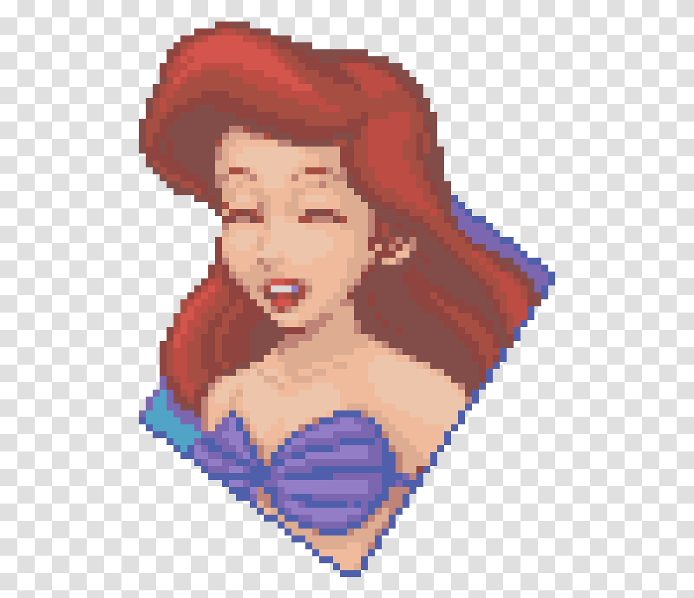Pixel Art Little Mermaid, Face, Head, Rug, Hair Transparent Png
