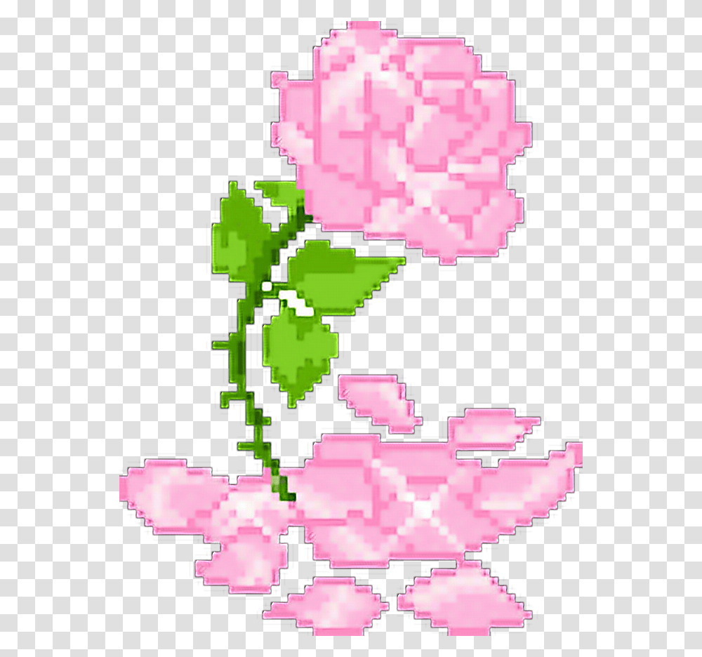Pixel Art Pink Rose, Plant, Carnation, Flower, Blossom Transparent Png