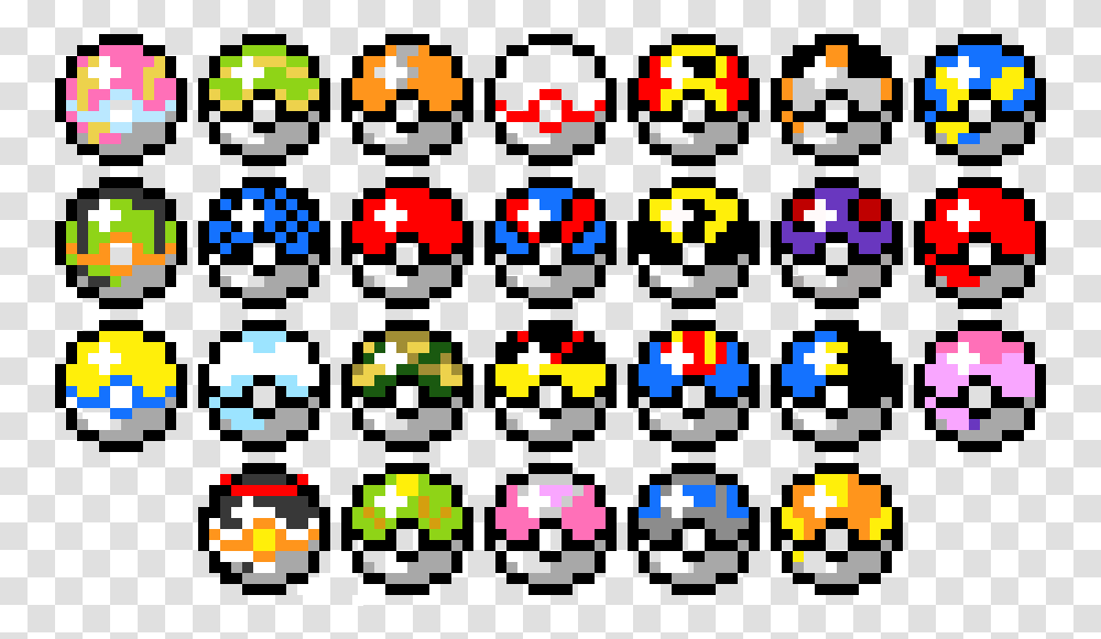 Pixel Art Pokeballs Pixel Art Pokemon Pokeball, Rug, Pac Man Transparent Png
