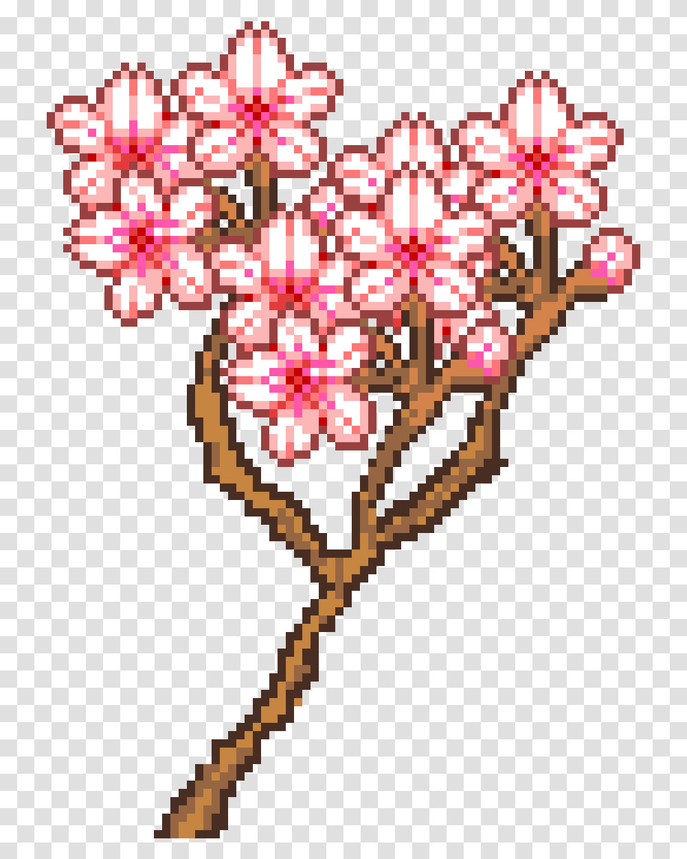 Pixel Cherry Blossom, Pattern, Embroidery Transparent Png