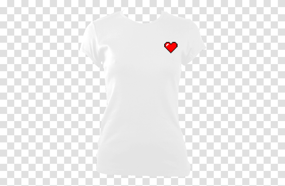 Pixel Heart White Tee, Clothing, Apparel, T-Shirt, Person Transparent Png