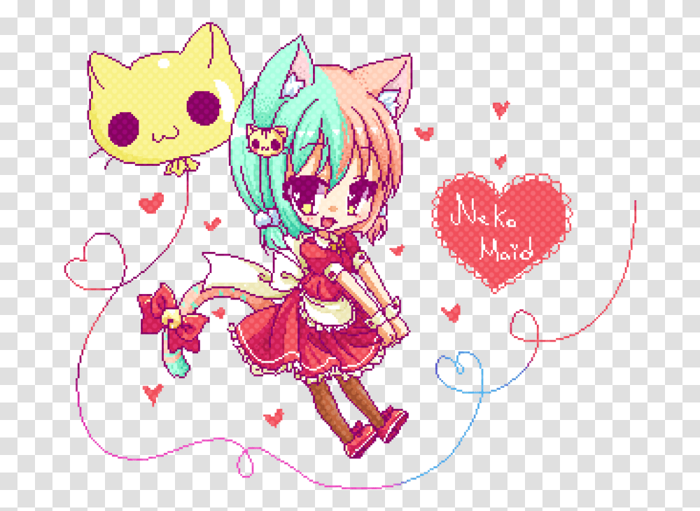 Pixel Maid Livestream By Pixel Anime Girl Neko, Heart, Label Transparent Png