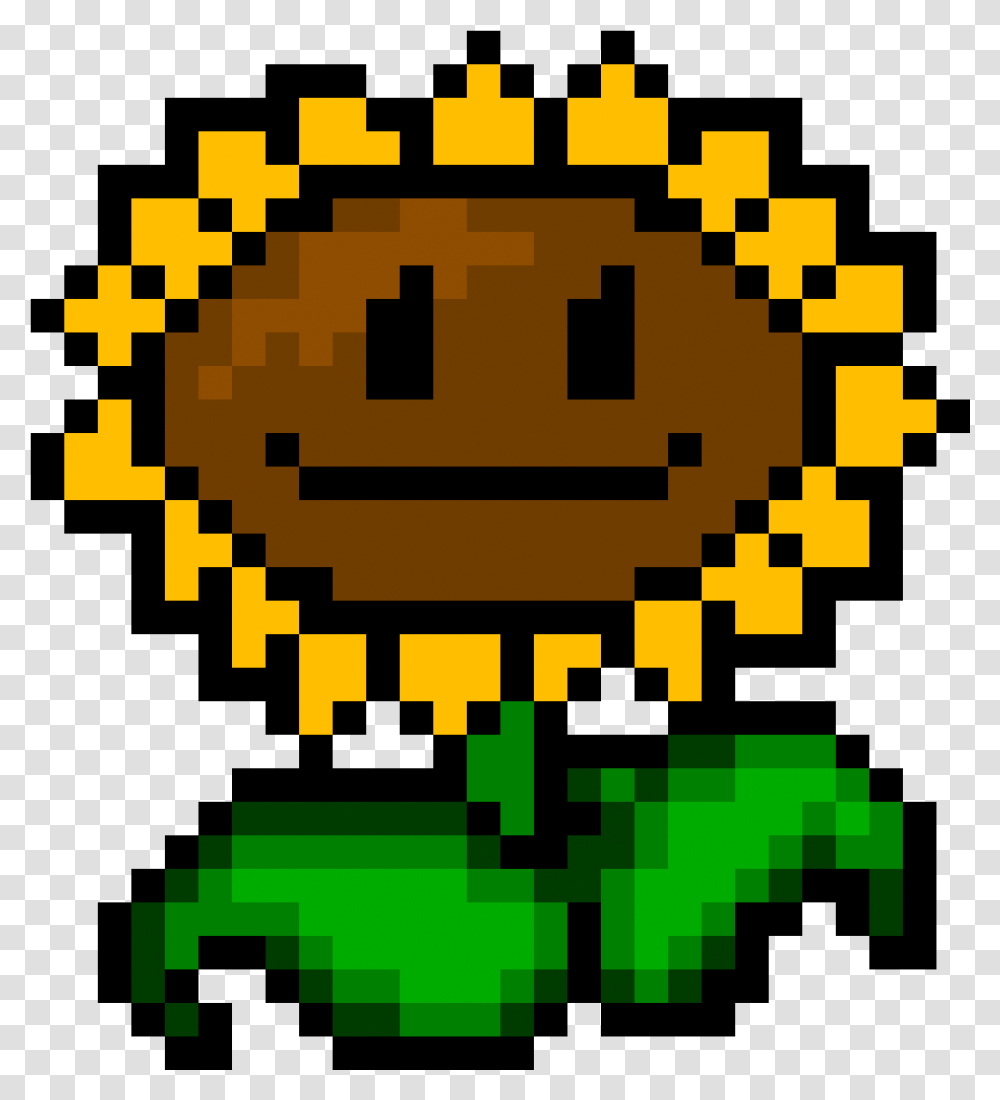 Pixel Pvz Sunflower Plants Vs Zombies Flower Minecraft, Pac Man, Poster, Advertisement Transparent Png