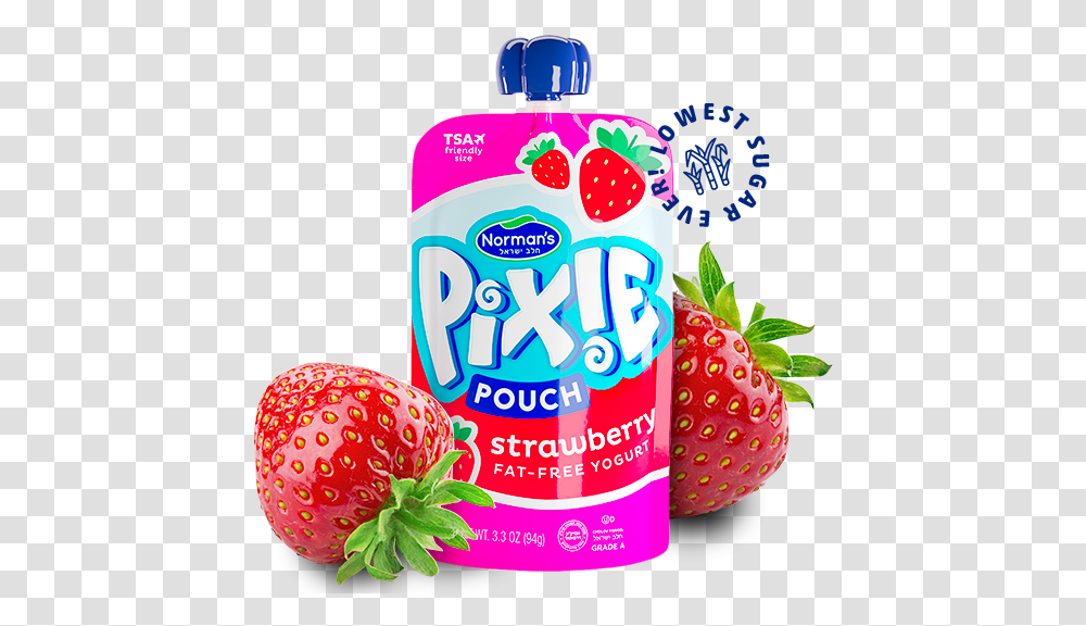 Pixie Pouch Yogurt, Strawberry, Fruit, Plant, Food Transparent Png